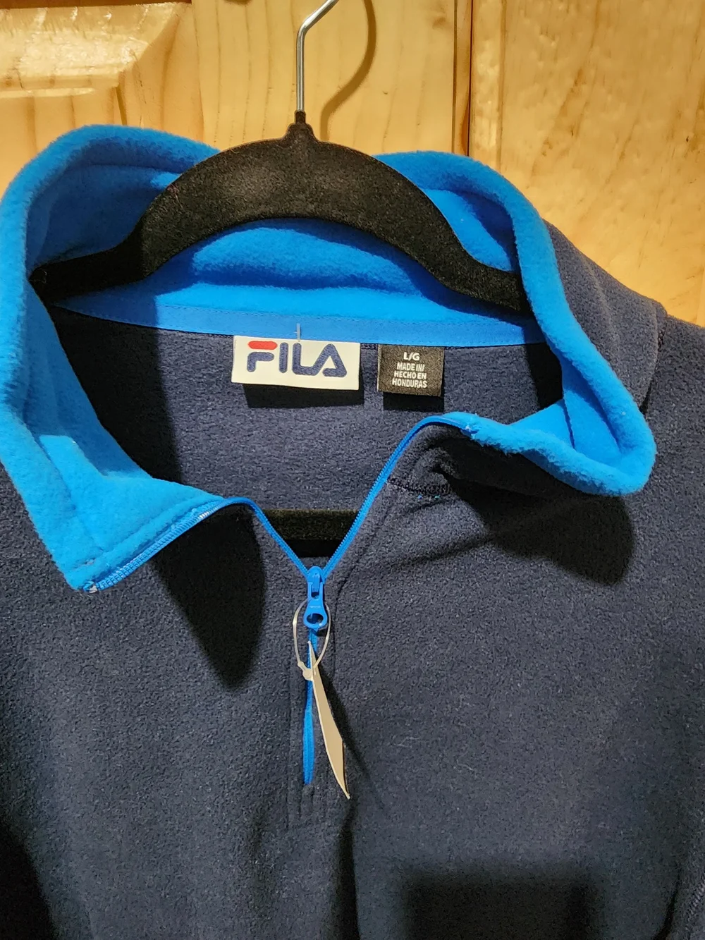 Fila Men's Navy Half-Zip Pullover with Bright Blue Trim